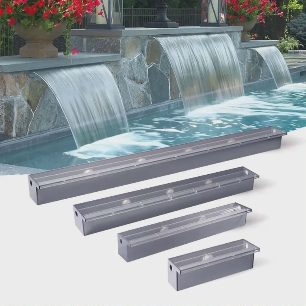 Outdoor Acrylic Water Cascade Fountain for Swimming Pool & Spa – Modern LED Waterfall Feature