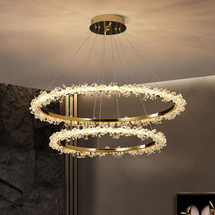 Luxury Circle Crystal Chandelier – Modern LED K9 Ceiling Light for Living Room & Home Décor