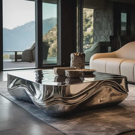 Table basse décorative moderne et abstraite sur mesure – Table polie pour salon, hall d'hôtel et intérieurs de luxe 