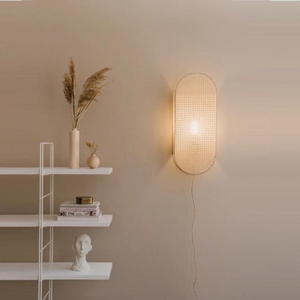 Japanese-Style Rattan Wall Lamp – Modern Indoor Wall Bracket Light for Home & Hotel Projects
