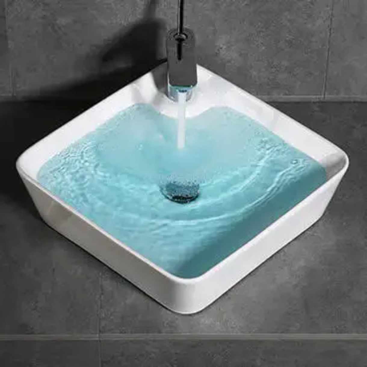White Square Basin Porcelain Tabletop Countertop Sink