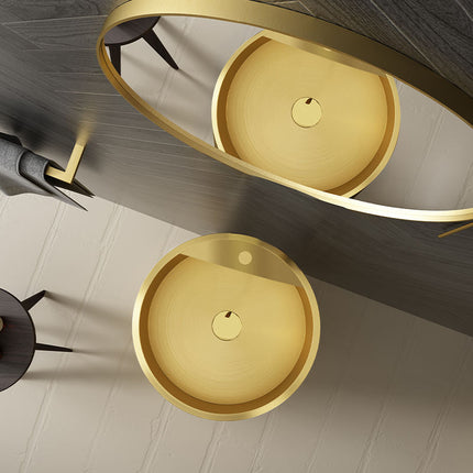 Rundes, luxuriöses goldenes Standwaschbecken – Modernes, freistehendes Badezimmerwaschbecken, elegantes goldenes Waschbecken für Zuhause und Hotel