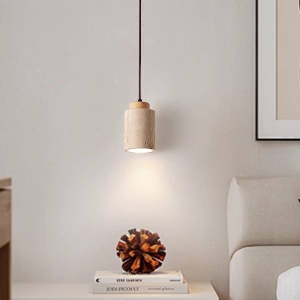 Wabi Sabi Stone LED Pendant Lamp – Travertine Hanging Light for Dining Table, Bedside, Hotel, Restaurant & Kitchen