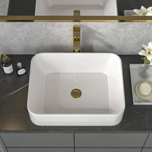 Cargar imagen en el visor de la galería, Modern Porcelain Rectangular Mount Washbasin Countertop White Bathroom Vanity Sink Luxury Vessel Wash Basin for Home Hotel Apartment Villa
