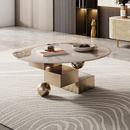 Living Room Furniture Home Tea Table Luxury Gold Stainless Steel Sintered Stone Coffee Table
