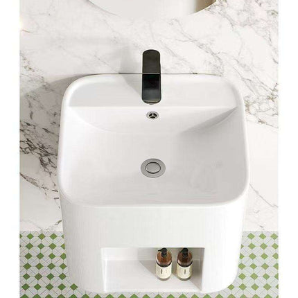 Small Wall-Mounted Porcelain Washbasin – Compact One-Piece Lavabo Sink for Apartments and Small Bathrooms
