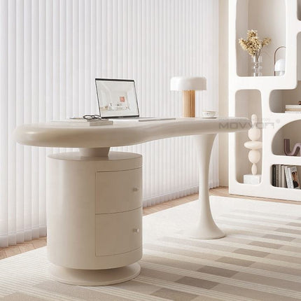 High-Grade Cream Style Solid Wood Desk Small Household French Light Luxury Modern Design with Special-shaped Features
