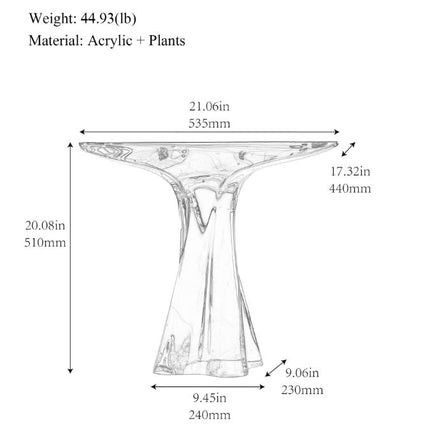 Hochwertiger, transparenter Beistelltisch mit integriertem Pflanzeneinsatz aus Acrylglas – luxuriöses Deko-Möbelstück 