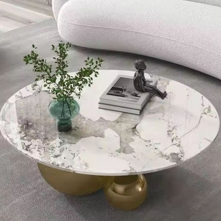 Modern Living Room Furniture Round Marble Top Stainless Steel Coffee Table for home hotel Luxury Center Table