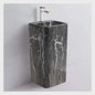 Black Modern Freestanding Marble Style Pedestal Basin | Luxury Stone Bathroom Sink
