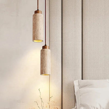 Lampe suspendue en travertin, design élégant, lampe décorative classique en pierre de lave, lampe de chevet.