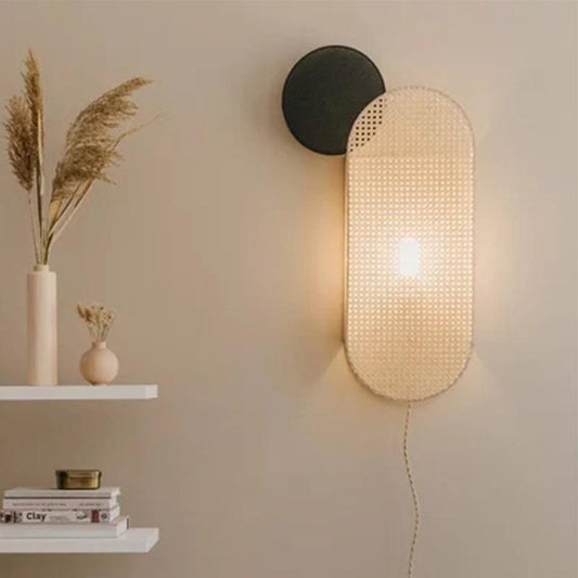 Japanese-Style Rattan Wall Lamp – Modern Indoor Wall Bracket Light for Home & Hotel Projects