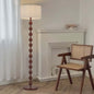 Nordic Vintage Wooden Bead Floor Lamp with Fabric Shade