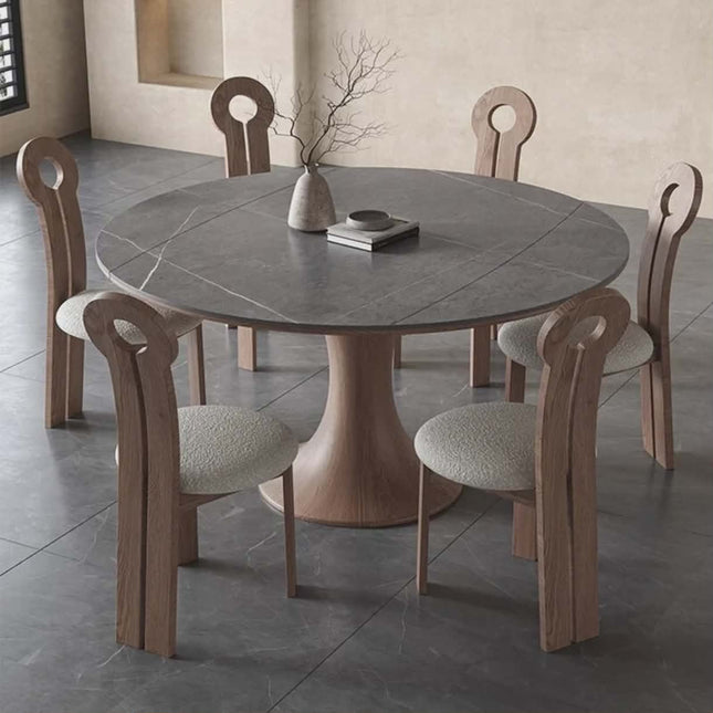 Sintered Stone Dining Table Set – Foldable Round Table for 6 to 8-Seater