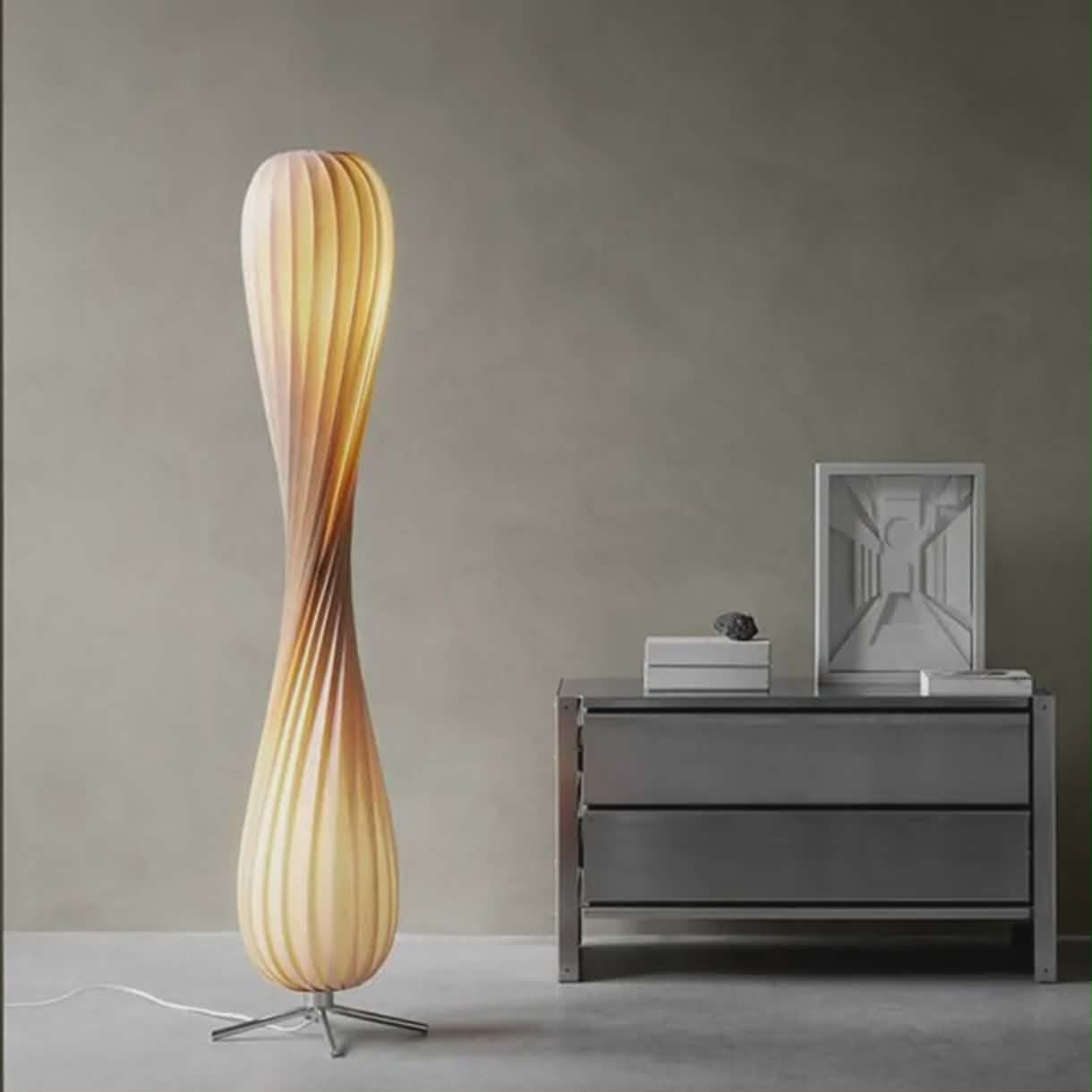 Modern Sculptural LED Floor Lamp | Twisted Vertical Decorative Standing Light