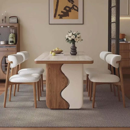 Natural Beige Travertine Dining Table | Rectangular Stone & Marble Dining Furniture