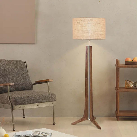 Nordic Vintage Solid Wood LED Floor Lamp