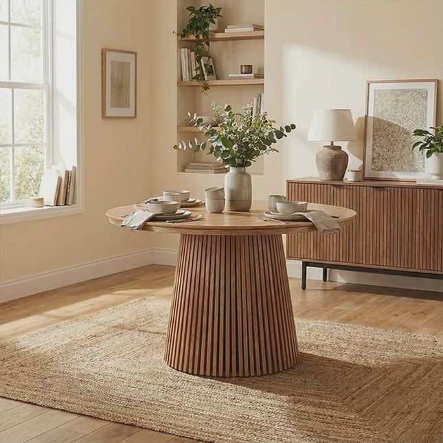 Nordic Minimalist Round Rustic Wooden Dining Table