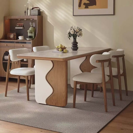 Natural Beige Travertine Dining Table | Rectangular Stone & Marble Dining Furniture