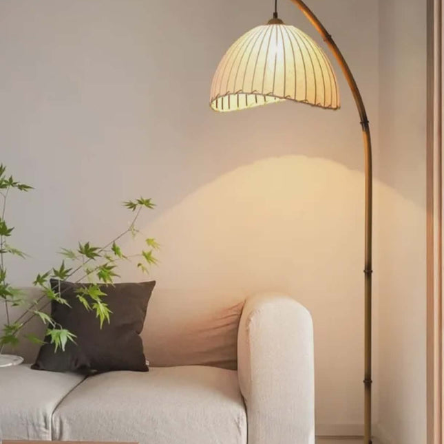 Minimalist Floor Lamp with Marble Base & Iron Frame