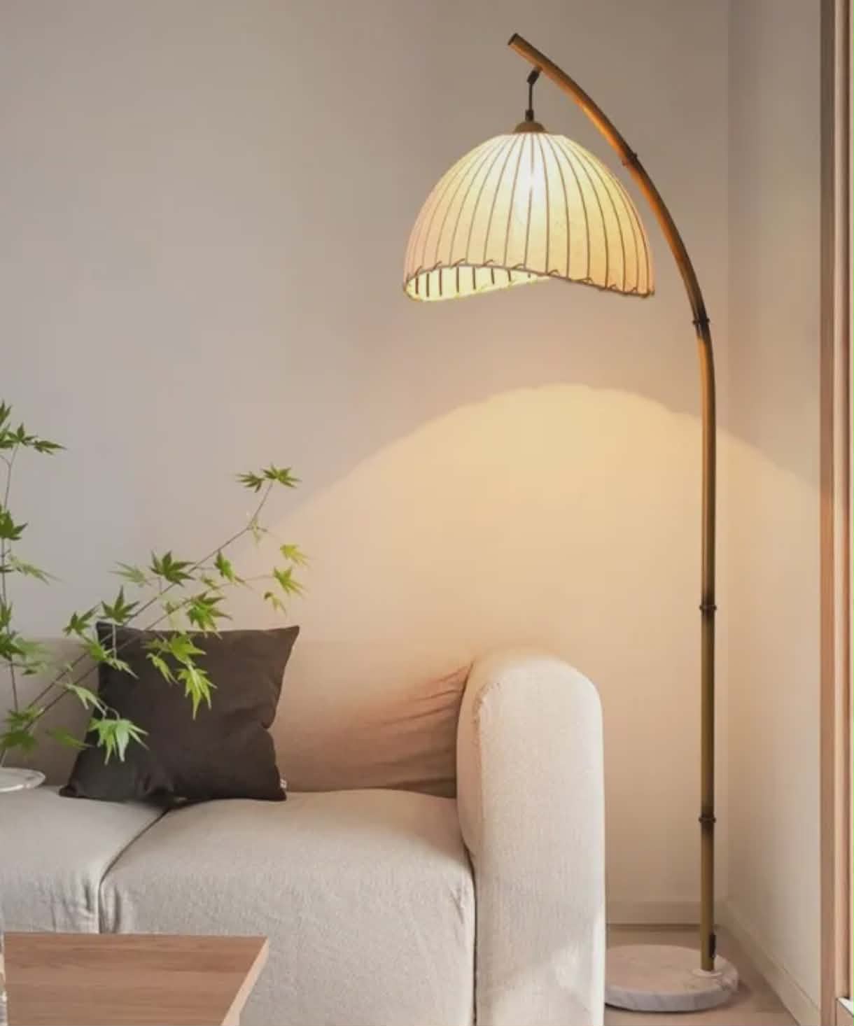 Minimalist Floor Lamp with Marble Base & Iron Frame