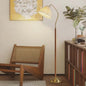 Retro Solid Wood Floor Lamp with Fabric Pleated Lampshade