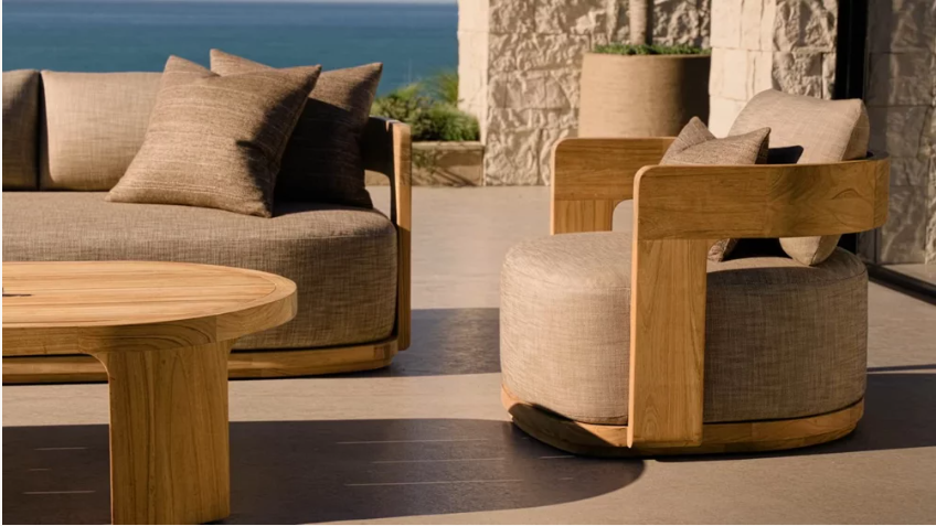 Outdoor Teak Frame Sofa – Modern Garden Furniture for Villas, Hotels & Leisure Spaces