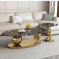 Luxury Modern Marble & 304 Stainless Steel Coffee Table Set – Black Marble with Gold Finish