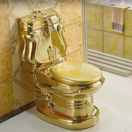 Royal Palace Vintage Ceramic Golden Toilet Bowl Luxury Gold Plated with Pedestal
