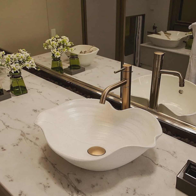 Modern Handmade Art Basin – Irregular Petaloid Countertop Wash Sink for Bathroom & Washroom Décor