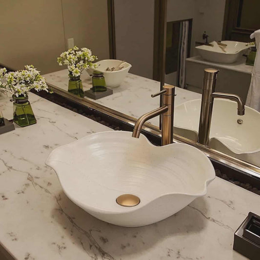 Modern Handmade Art Basin – Irregular Petaloid Countertop Wash Sink for Bathroom & Washroom Décor
