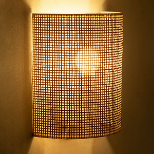 Modern LED Wall Lamp – Hand-Woven Bamboo & Rattan, Japanese Art Style for Bedroom & Living Room