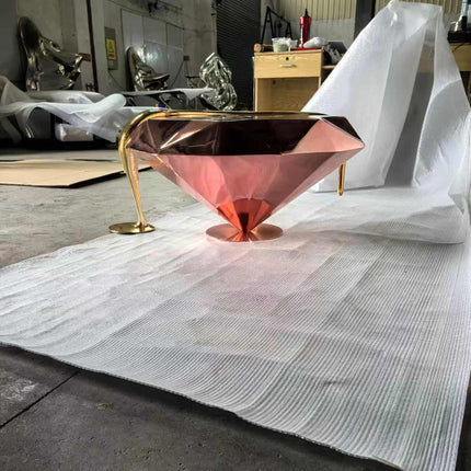 Luxury Diamond Shape Fiberglass Coffee Table – Modern Center Table for Living Room, Lounge & Hotel Interiors