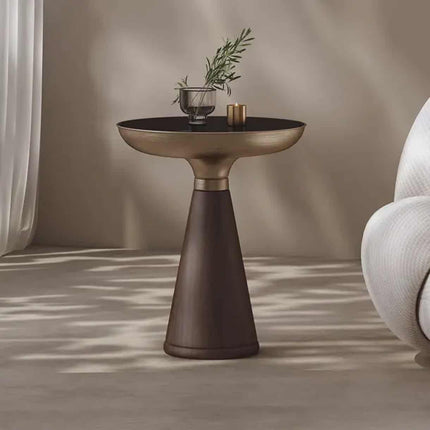 Modern Round Solid Wood Side Table – Light Luxury Corner Table for Living Room & Home Décor