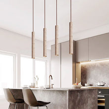 Load image into Gallery viewer, Vintage Ultra-Fine Cylindrical Pendant Light – Small Straight Tube Hanging Lamp for Living Room, Dining Room, Bar, and Bedroom
