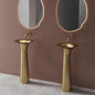 Luxury Gold Trumpet-Shaped Freestanding Basin – Modern Pedestal Wash Sink for Elegant Bathrooms & Powder Rooms