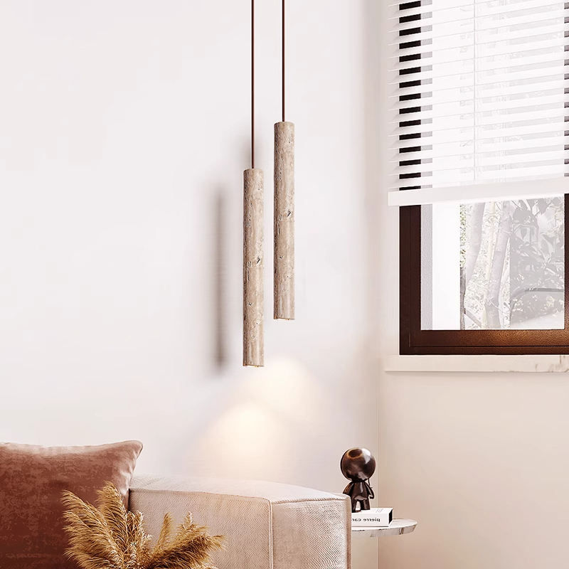 Vintage Ultra-Fine Cylindrical Pendant Light – Small Straight Tube Hanging Lamp for Living Room, Dining Room, Bar, and Bedroom