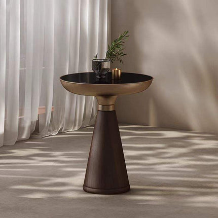 Modern Round Solid Wood Side Table – Light Luxury Corner Table for Living Room & Home Décor