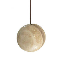 Загрузить изображение в средство просмотра галереи, Travertine Stone Pendant Light – LED Hanging Ball Chandelier for Kitchen Island &amp; Dining Spaces
