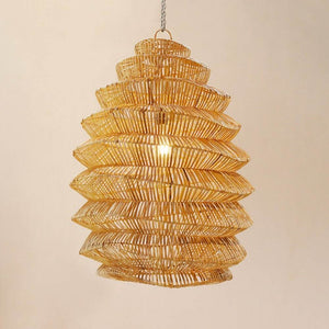 Handmade Natural Rattan Hanging Lamp – Creative Indoor Pendant Light for Country Homes & Restaurant Décor