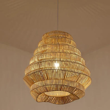Handmade Natural Rattan Hanging Lamp – Creative Indoor Pendant Light for Country Homes & Restaurant Décor