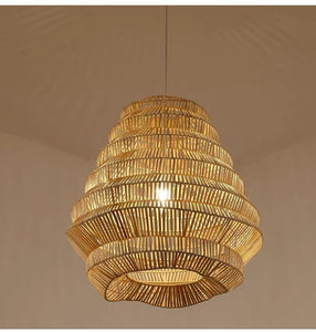 Handmade Natural Rattan Hanging Lamp – Creative Indoor Pendant Light for Country Homes & Restaurant Décor