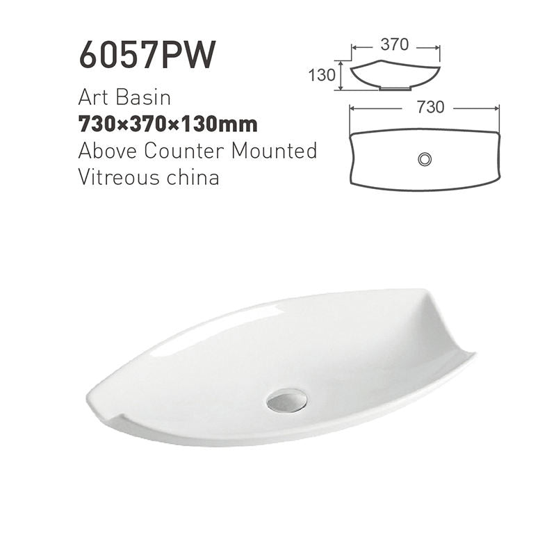 Unique Design White Porcelain Above Counter Hand Washing Basin Modern Bathroom Art Vessel Sink Irregular Shape Top Mount Vanity Wash Basin