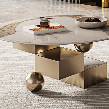 Living Room Furniture Home Tea Table Luxury Gold Stainless Steel Sintered Stone Coffee Table