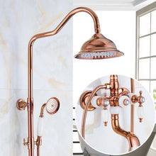 Load image into Gallery viewer, American Full Brass Natural Jade Stone Rose Gold Shower Head Set European Style Antique Hot and Cold Water Faucet
