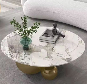 Modern Living Room Furniture Round Marble Top Stainless Steel Coffee Table for home hotel Luxury Center Table