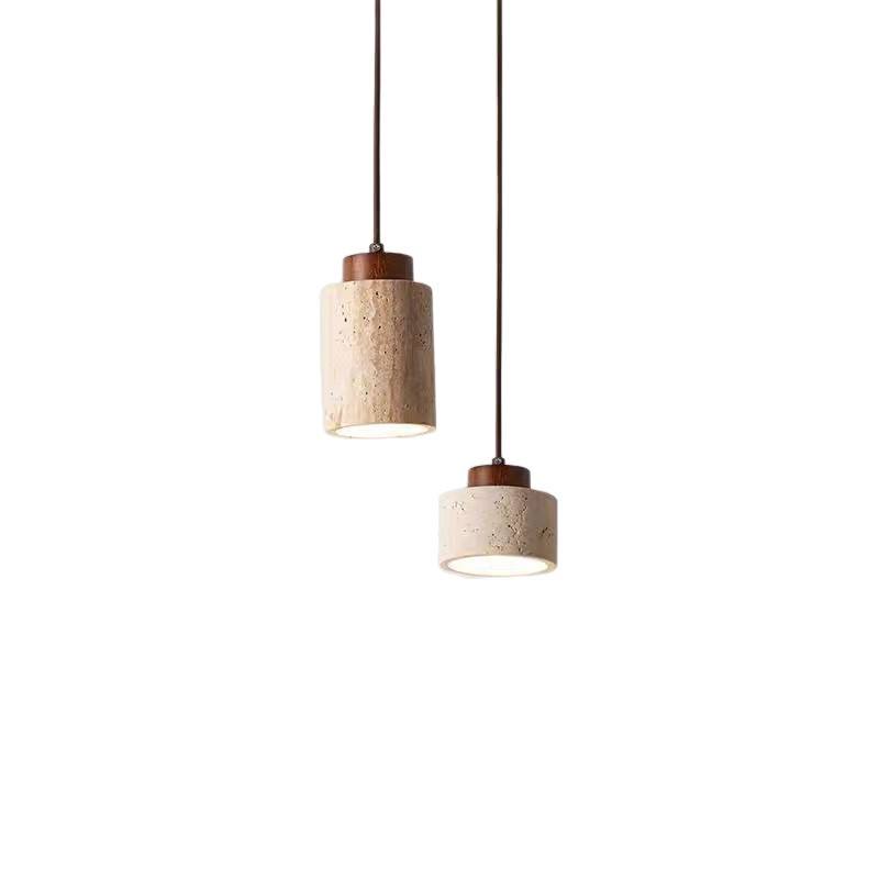Wabi Sabi Stone LED Pendant Lamp – Travertine Hanging Light for Dining Table, Bedside, Hotel, Restaurant & Kitchen