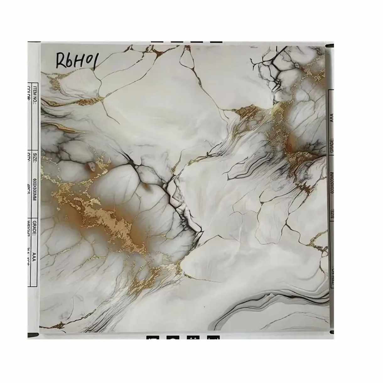 600x600mm Foshan Polished Marble Tile Glazed Porcelain Floor Tile Anti-Slip Marble Look Porcelain Electroplated Tiles