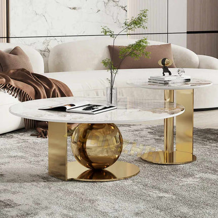 Wohnzimmermöbel Smart Glass Kleiner Stein Couchtisch Satztisch Gold Luxus Modern Couchtische 