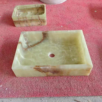 Transparent Green  Real Jade Stone Wash Basin for the Table